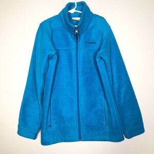 Columbia kids medium pull over fleece‎ jacket blue
